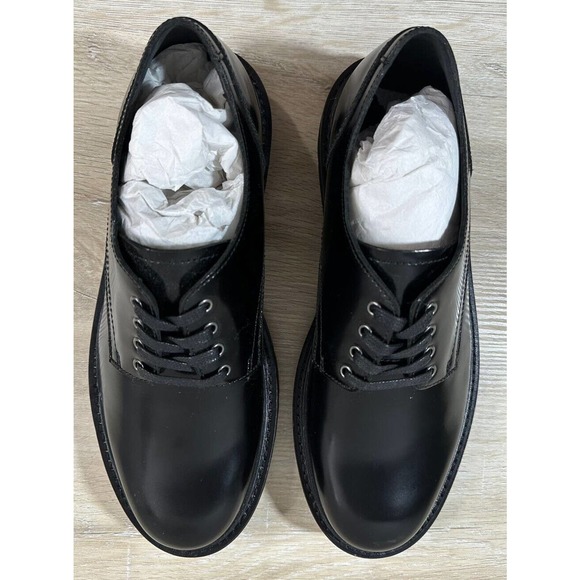 NWB AllSaints Mens 9M Black Mersey Shoe Leather Drawstring, MINOR SPOT SEE PIC - Picture 2 of 11